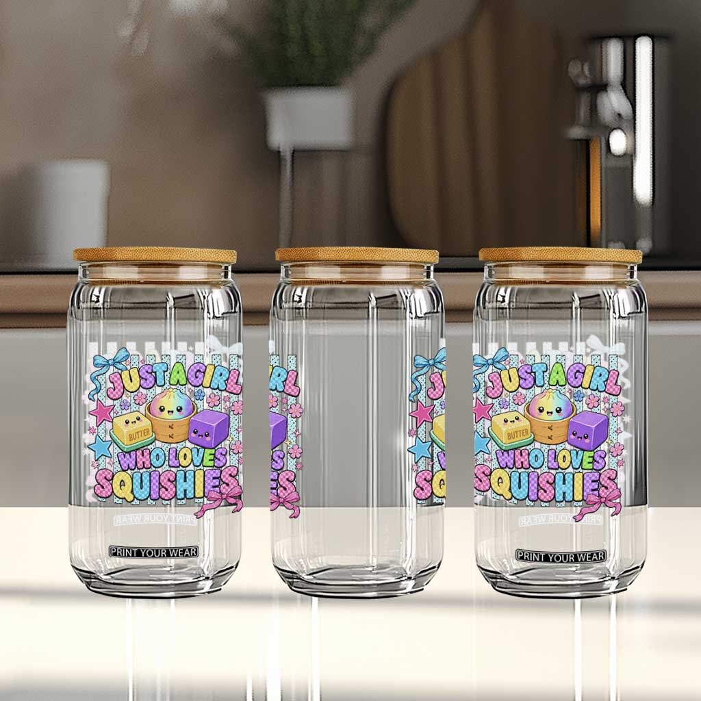 Just A Girl Who Loves Squishies Glass Can Cute Butter Dumpling Graphic Coquette Bow Girls