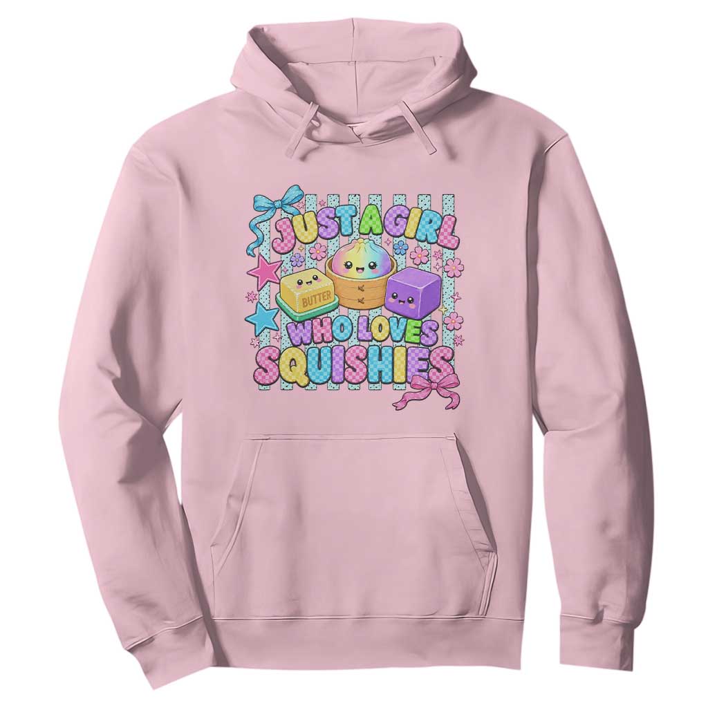 Just A Girl Who Loves Squishies Hoodie Cute Butter Dumpling Graphic Coquette Bow Girls