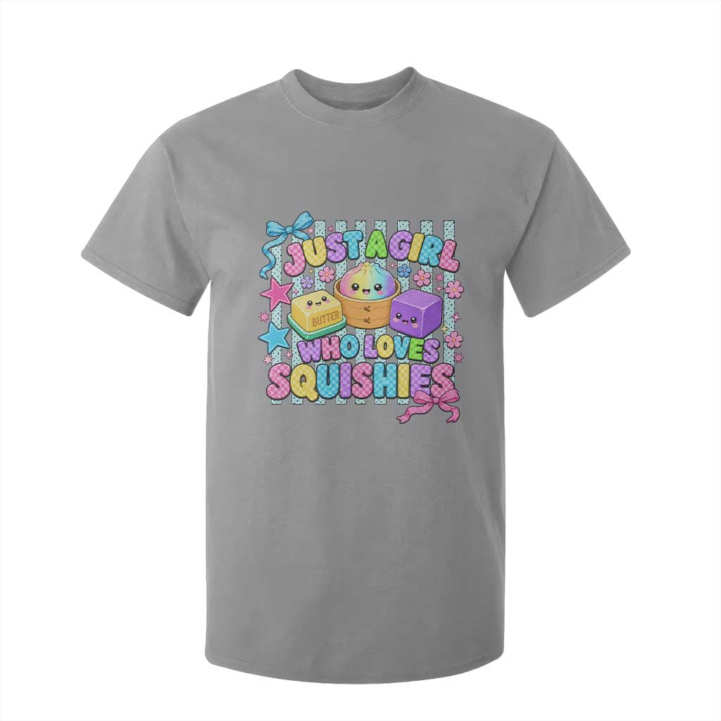 Just A Girl Who Loves Squishies T Shirt For Kid Cute Butter Dumpling Graphic Coquette Bow Girls