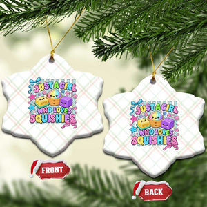 Just A Girl Who Loves Squishies Ceramic Ornament Cute Butter Dumpling Graphic Coquette Bow Girls