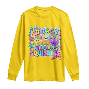 Just A Girl Who Loves Squishies Long Sleeve Shirt Cute Butter Dumpling Graphic Coquette Bow Girls