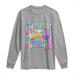 Just A Girl Who Loves Squishies Long Sleeve Shirt Cute Butter Dumpling Graphic Coquette Bow Girls