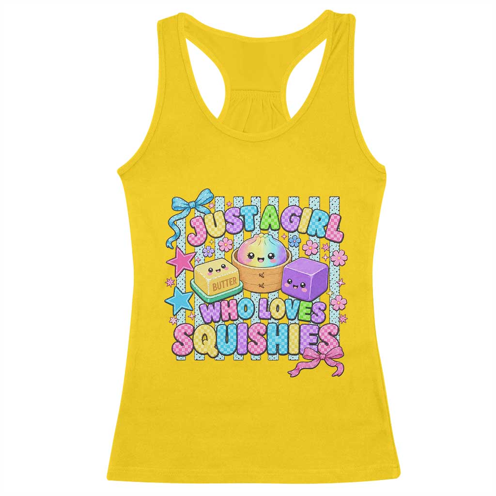 Just A Girl Who Loves Squishies Racerback Tank Top Cute Butter Dumpling Graphic Coquette Bow Girls