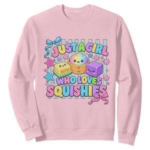 Just A Girl Who Loves Squishies Sweatshirt Cute Butter Dumpling Graphic Coquette Bow Girls