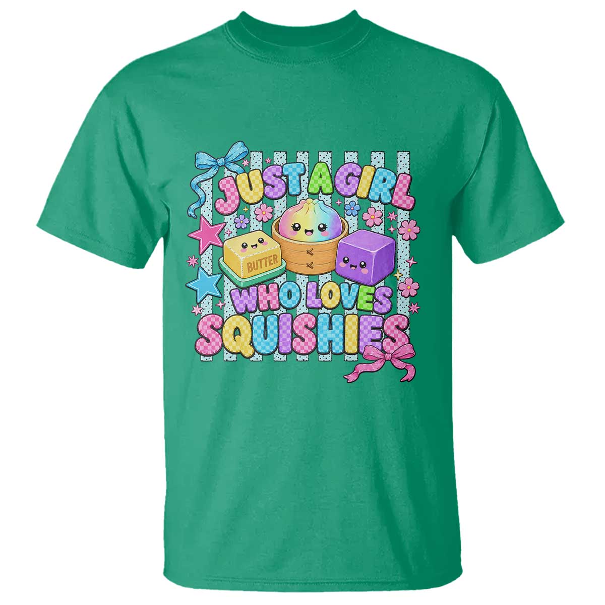 Just A Girl Who Loves Squishies T Shirt Cute Butter Dumpling Graphic Coquette Bow Girls