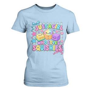 Just A Girl Who Loves Squishies T Shirt For Women Cute Butter Dumpling Graphic Coquette Bow Girls