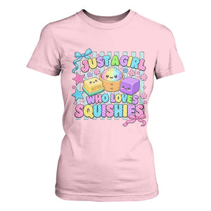 Just A Girl Who Loves Squishies T Shirt For Women Cute Butter Dumpling Graphic Coquette Bow Girls