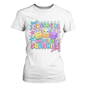 Just A Girl Who Loves Squishies T Shirt For Women Cute Butter Dumpling Graphic Coquette Bow Girls