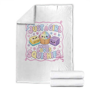 Just A Girl Who Loves Squishies Throw Blanket Squishy Lovers Kawaii Dumpling Graphic Coquette Bow Girls