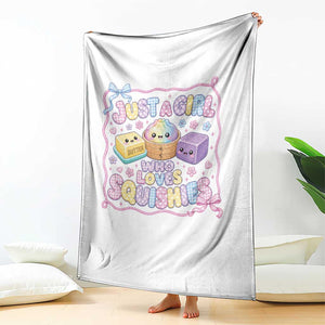 Just A Girl Who Loves Squishies Throw Blanket Squishy Lovers Kawaii Dumpling Graphic Coquette Bow Girls