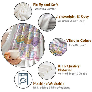 Just A Girl Who Loves Squishies Throw Blanket Squishy Lovers Kawaii Dumpling Graphic Coquette Bow Girls