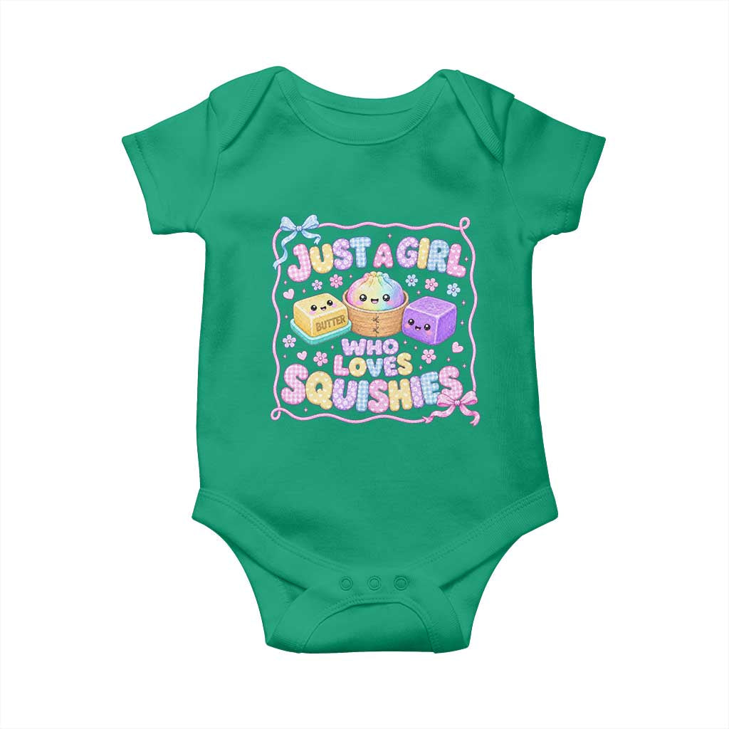 Just A Girl Who Loves Squishies Baby Onesie Squishy Lovers Kawaii Dumpling Graphic Coquette Bow Girls TS10 Irish Green Print Your Wear