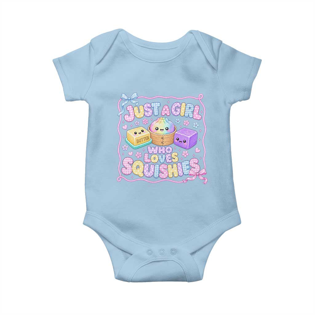 Just A Girl Who Loves Squishies Baby Onesie Squishy Lovers Kawaii Dumpling Graphic Coquette Bow Girls TS10 Light Blue Print Your Wear