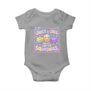 Just A Girl Who Loves Squishies Baby Onesie Squishy Lovers Kawaii Dumpling Graphic Coquette Bow Girls TS10 Sport Gray Print Your Wear
