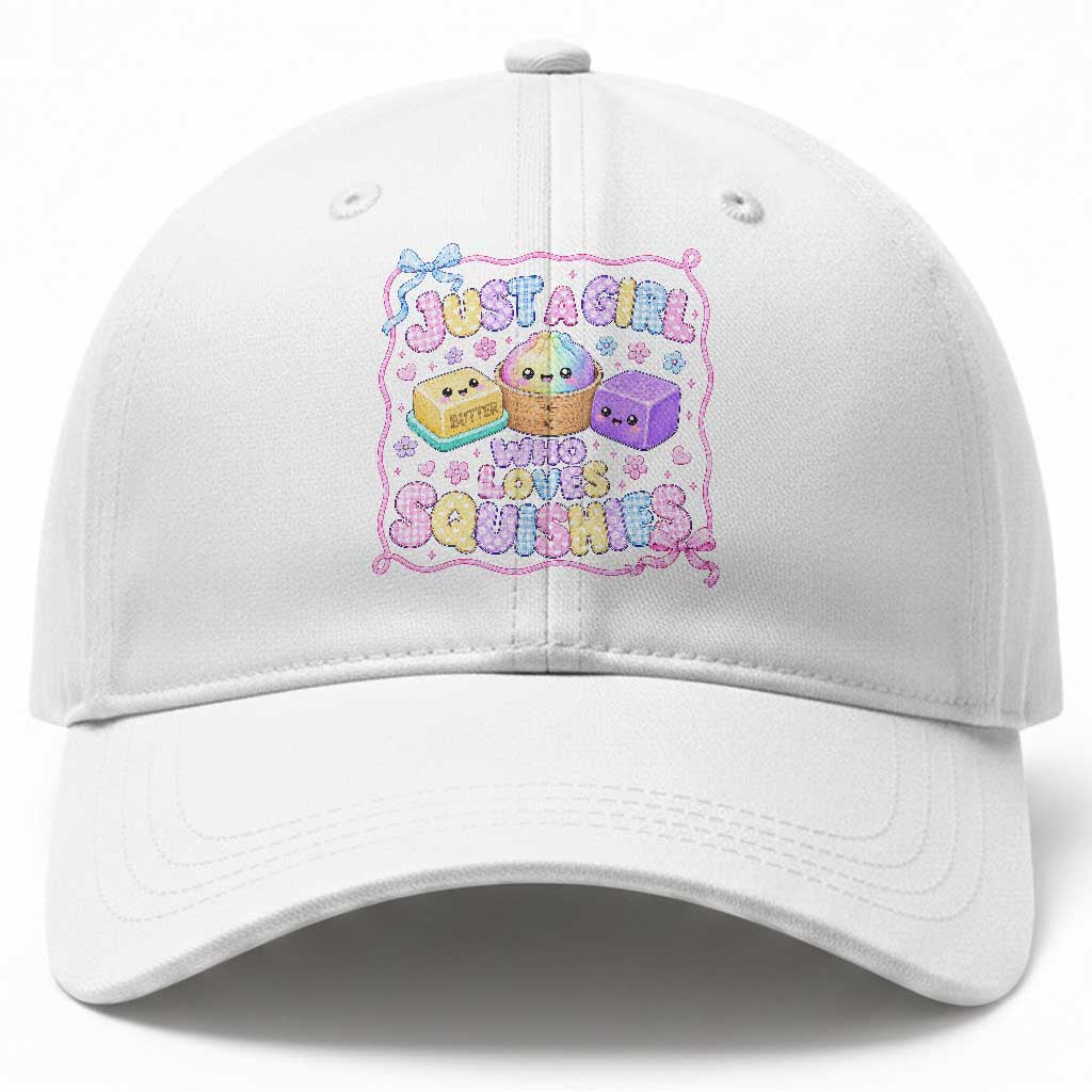Just A Girl Who Loves Squishies Baseball Cap Squishy Lovers Kawaii Dumpling Graphic Coquette Bow Girls TS10 Print Your Wear