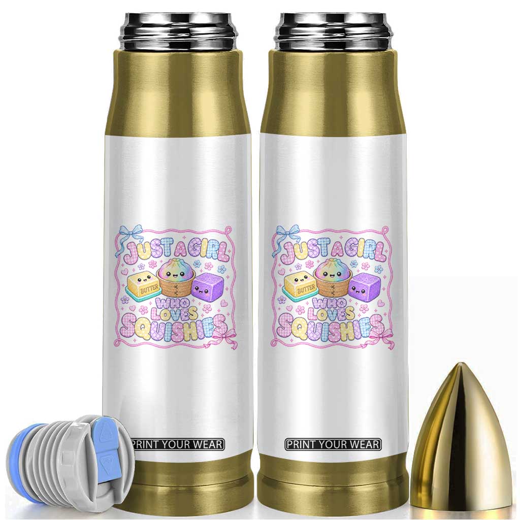 Just A Girl Who Loves Squishies Bullet Tumbler Squishy Lovers Kawaii Dumpling Graphic Coquette Bow Girls TS10 White Print Your Wear