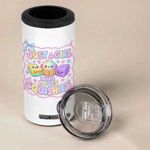Just A Girl Who Loves Squishies 4 in 1 Can Cooler Tumbler Squishy Lovers Kawaii Dumpling Graphic Coquette Bow Girls
