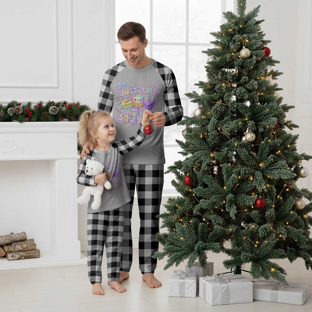 Just A Girl Who Loves Squishies Plaid Pajama Set Squishy Lovers Kawaii Dumpling Graphic Coquette Bow Girls TS10 White Plaid Print Your Wear