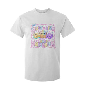 Just A Girl Who Loves Squishies T Shirt For Kid Squishy Lovers Kawaii Dumpling Graphic Coquette Bow Girls TS10 White Print Your Wear