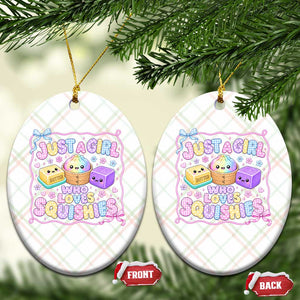 Just A Girl Who Loves Squishies Ceramic Ornament Squishy Lovers Kawaii Dumpling Graphic Coquette Bow Girls TS10 Print Your Wear