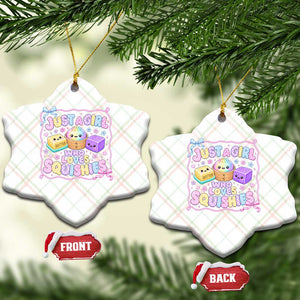 Just A Girl Who Loves Squishies Ceramic Ornament Squishy Lovers Kawaii Dumpling Graphic Coquette Bow Girls TS10 Print Your Wear