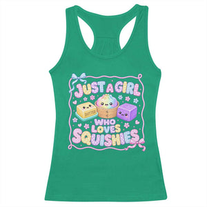 Just A Girl Who Loves Squishies Racerback Tank Top Squishy Lovers Kawaii Dumpling Graphic Coquette Bow Girls TS10 Irish Green Print Your Wear