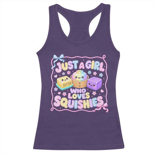 Just A Girl Who Loves Squishies Racerback Tank Top Squishy Lovers Kawaii Dumpling Graphic Coquette Bow Girls TS10 Purple Print Your Wear