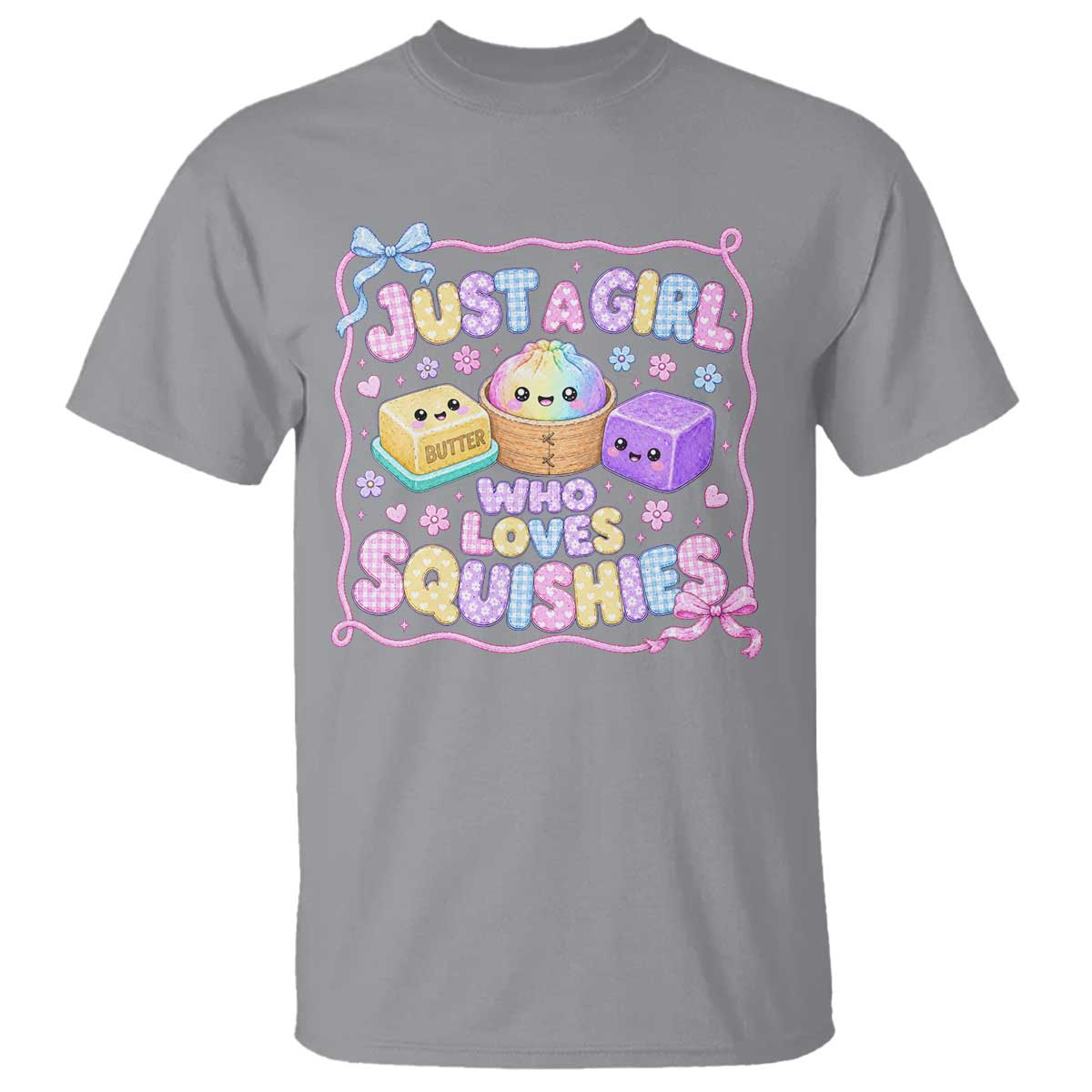Just A Girl Who Loves Squishies T Shirt Squishy Lovers Kawaii Dumpling Graphic Coquette Bow Girls TS10 Sport Gray Print Your Wear