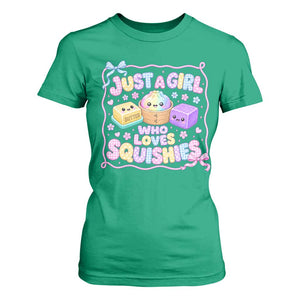 Just A Girl Who Loves Squishies T Shirt For Women Squishy Lovers Kawaii Dumpling Graphic Coquette Bow Girls TS10 Irish Green Print Your Wear