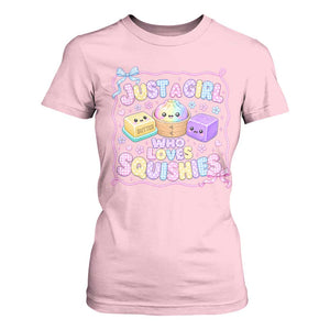 Just A Girl Who Loves Squishies T Shirt For Women Squishy Lovers Kawaii Dumpling Graphic Coquette Bow Girls TS10 Light Pink Print Your Wear