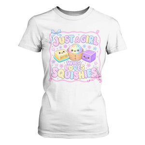 Just A Girl Who Loves Squishies T Shirt For Women Squishy Lovers Kawaii Dumpling Graphic Coquette Bow Girls TS10 White Print Your Wear