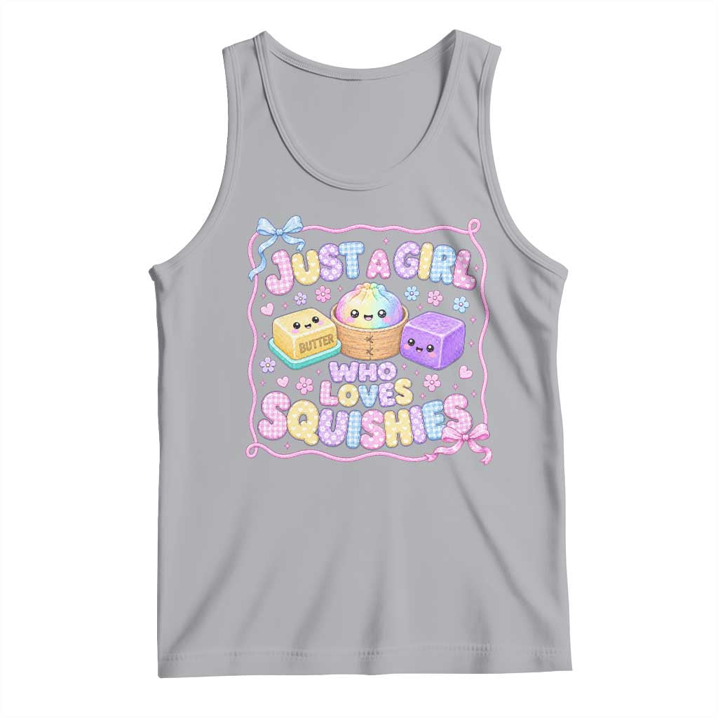 Just A Girl Who Loves Squishies Tank Top Squishy Lovers Kawaii Dumpling Graphic Coquette Bow Girls TS10 Athletic Heather Print Your Wear