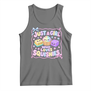 Just A Girl Who Loves Squishies Tank Top Squishy Lovers Kawaii Dumpling Graphic Coquette Bow Girls TS10 Black Heather Print Your Wear