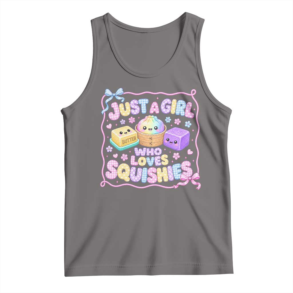 Just A Girl Who Loves Squishies Tank Top Squishy Lovers Kawaii Dumpling Graphic Coquette Bow Girls TS10 Deep Heather Print Your Wear