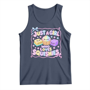 Just A Girl Who Loves Squishies Tank Top Squishy Lovers Kawaii Dumpling Graphic Coquette Bow Girls TS10 Navy Print Your Wear