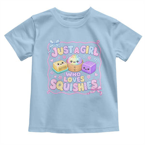 Just A Girl Who Loves Squishies Toddler T Shirt Squishy Lovers Kawaii Dumpling Graphic Coquette Bow Girls TS10 Light Blue Print Your Wear