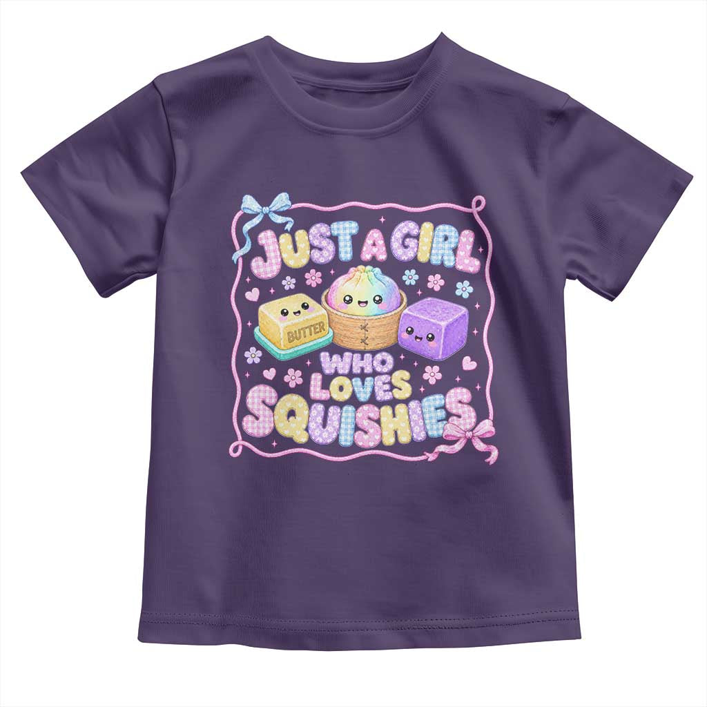 Just A Girl Who Loves Squishies Toddler T Shirt Squishy Lovers Kawaii Dumpling Graphic Coquette Bow Girls TS10 Purple Print Your Wear