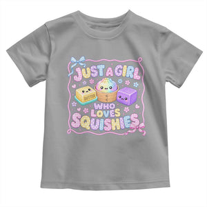 Just A Girl Who Loves Squishies Toddler T Shirt Squishy Lovers Kawaii Dumpling Graphic Coquette Bow Girls TS10 Sport Gray Print Your Wear
