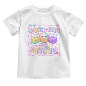 Just A Girl Who Loves Squishies Toddler T Shirt Squishy Lovers Kawaii Dumpling Graphic Coquette Bow Girls TS10 White Print Your Wear