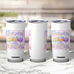 Just A Girl Who Loves Squishies Tumbler Cup Squishy Lovers Kawaii Dumpling Graphic Coquette Bow Girls