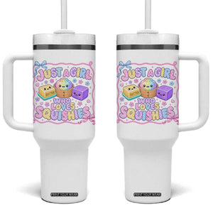 Just A Girl Who Loves Squishies Tumbler With Handle Squishy Lovers Kawaii Dumpling Graphic Coquette Bow Girls