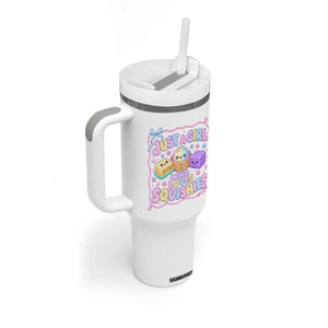 Just A Girl Who Loves Squishies Tumbler With Handle Squishy Lovers Kawaii Dumpling Graphic Coquette Bow Girls
