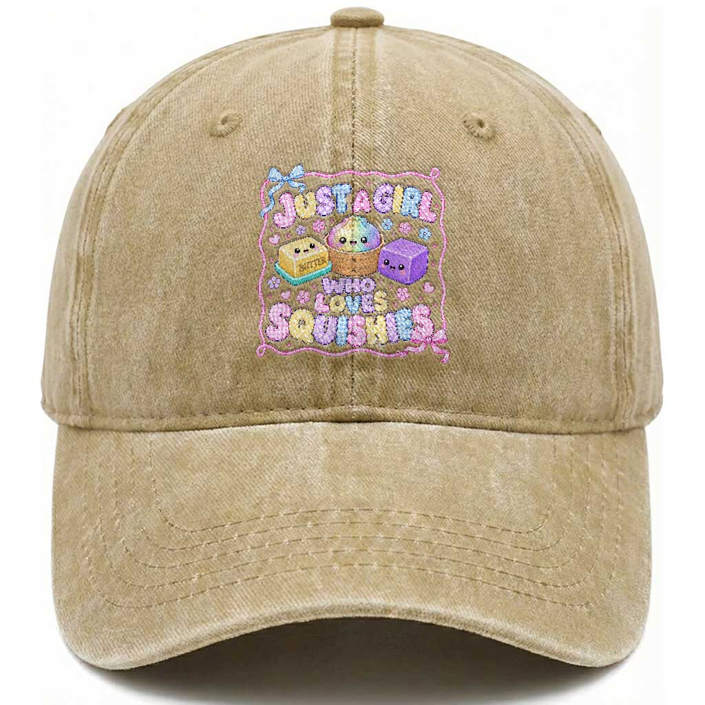 Just A Girl Who Loves Squishies Washed Cotton Baseball Cap Squishy Lovers Kawaii Dumpling Graphic Coquette Bow Girls