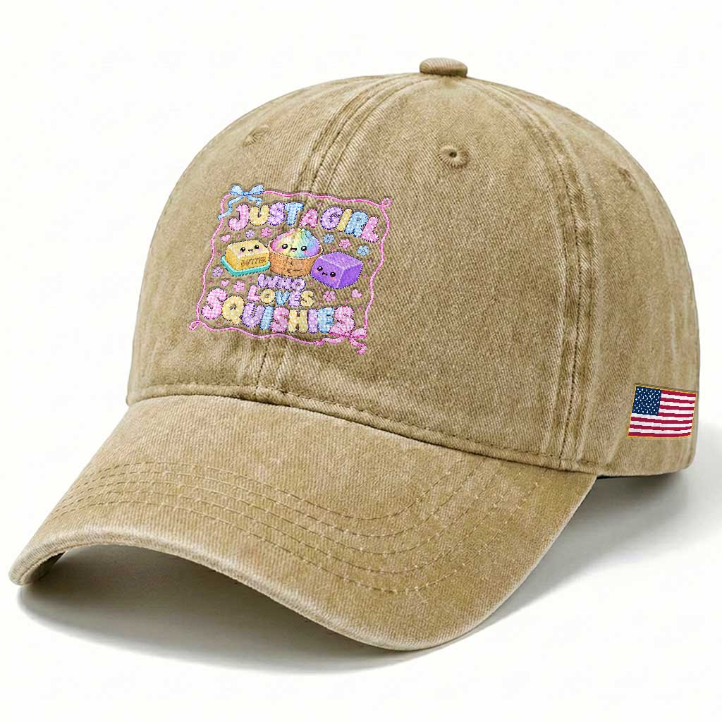 Just A Girl Who Loves Squishies Washed Cotton Baseball Cap Squishy Lovers Kawaii Dumpling Graphic Coquette Bow Girls
