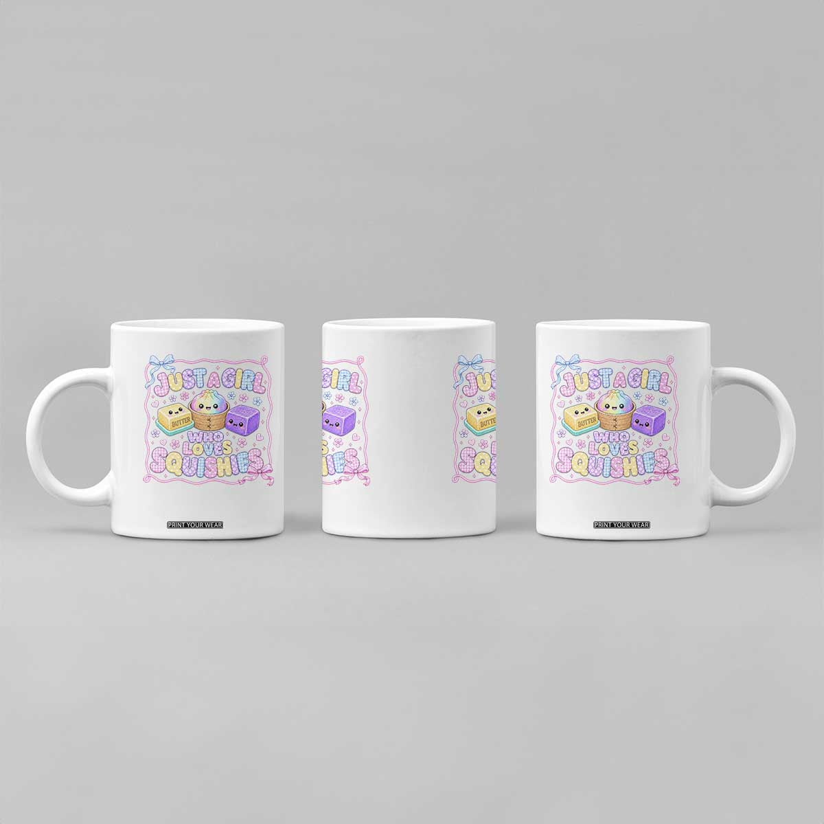 Just A Girl Who Loves Squishies Coffee Mug Squishy Lovers Kawaii Dumpling Graphic Coquette Bow Girls