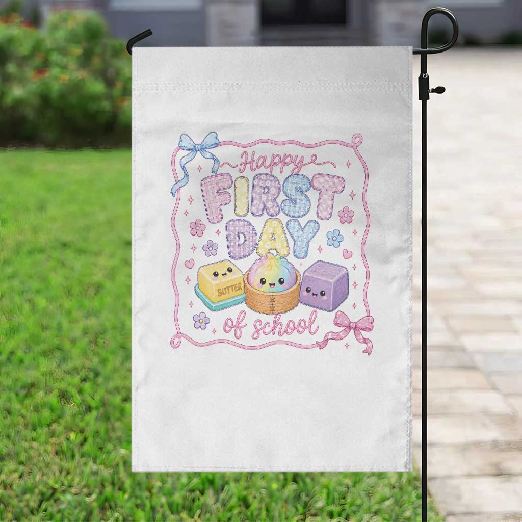 Happy First Day Of School Cute Kawaii Squishy Back To School Graphic Garden Flag