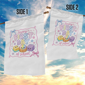 Happy First Day Of School Cute Kawaii Squishy Back To School Graphic Garden Flag