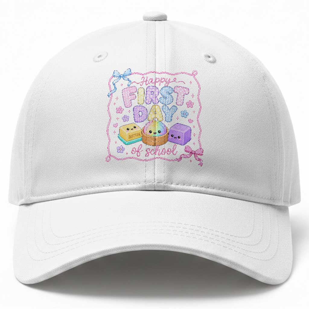 Happy First Day Of School Cute Kawaii Squishy Back To School Graphic Baseball Cap TS10 Print Your Wear