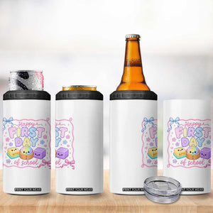 Happy First Day Of School Cute Kawaii Squishy Back To School Graphic 4 in 1 Can Cooler Tumbler