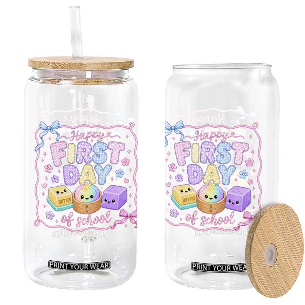Happy First Day Of School Cute Kawaii Squishy Back To School Graphic Glass Can